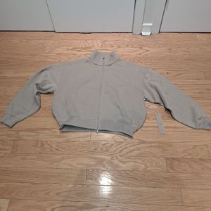 NWT Authentic ESSENTIALS full zip sweat shirt Womens size medium, color "smoke"